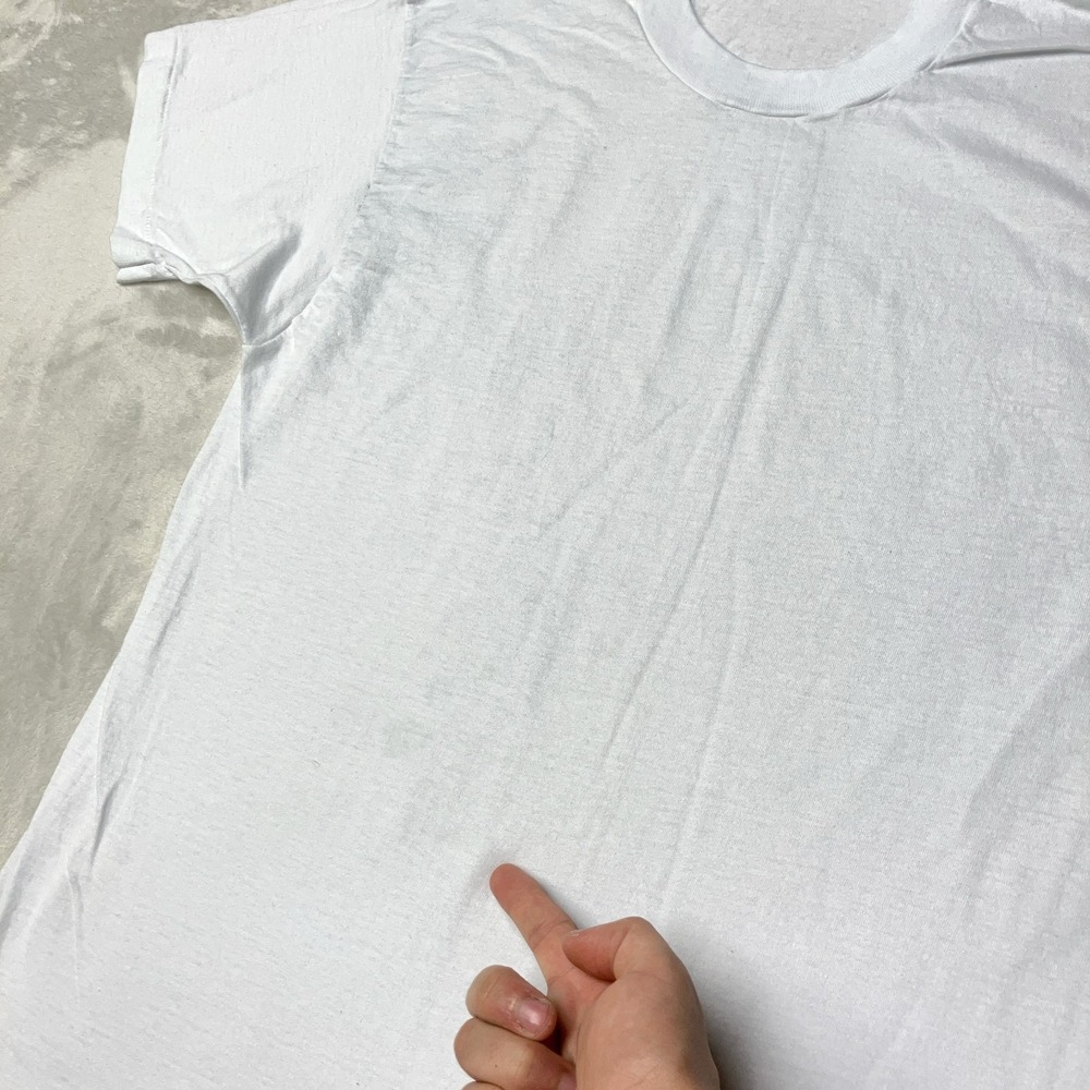 Vintage 80s Fruit Of The Loom Plain White T-Shirt Single Stitch Size L *READ - Picture 4 of 7